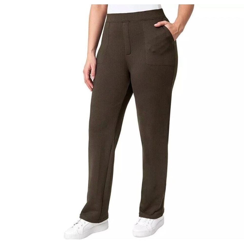 NEW Mondetta Women's Size S Herringbone Straight Leg Pants  Brown High Rise